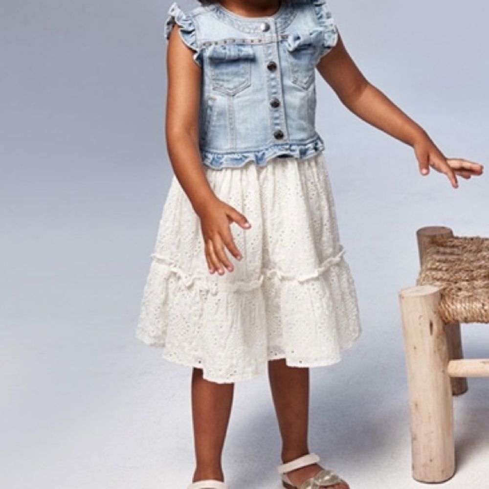 Denim and Lace Dress for Kids